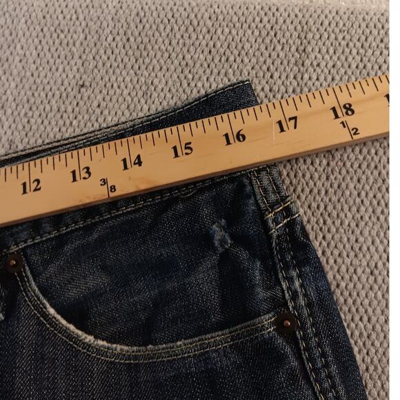 Express Jeans Rocco Mens 33X34 Dark Wash Slim Boot Cut Distressed Street - Picture 13 of 16